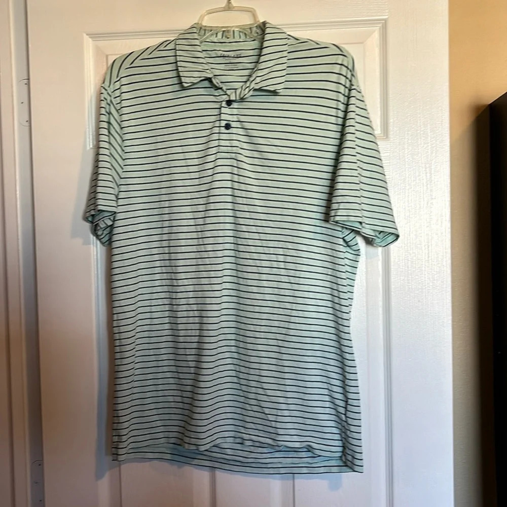Fairlane men’s green striped short sleeve polo shirt size large